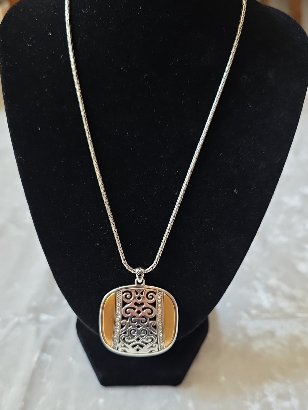 Brighton Retired Shadow Play Reversible Bold Statement Pendant Necklace